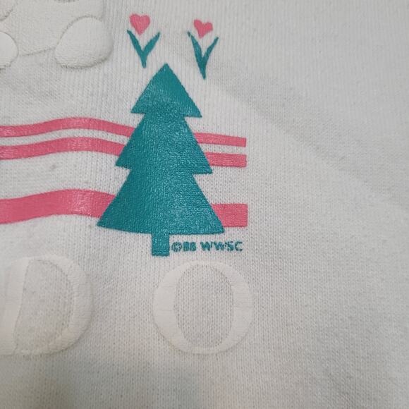 VTG 80s Jerzees Colorado Teddy Bear Sweatshirt Unisex S Puff Print USA - Picture 3 of 7